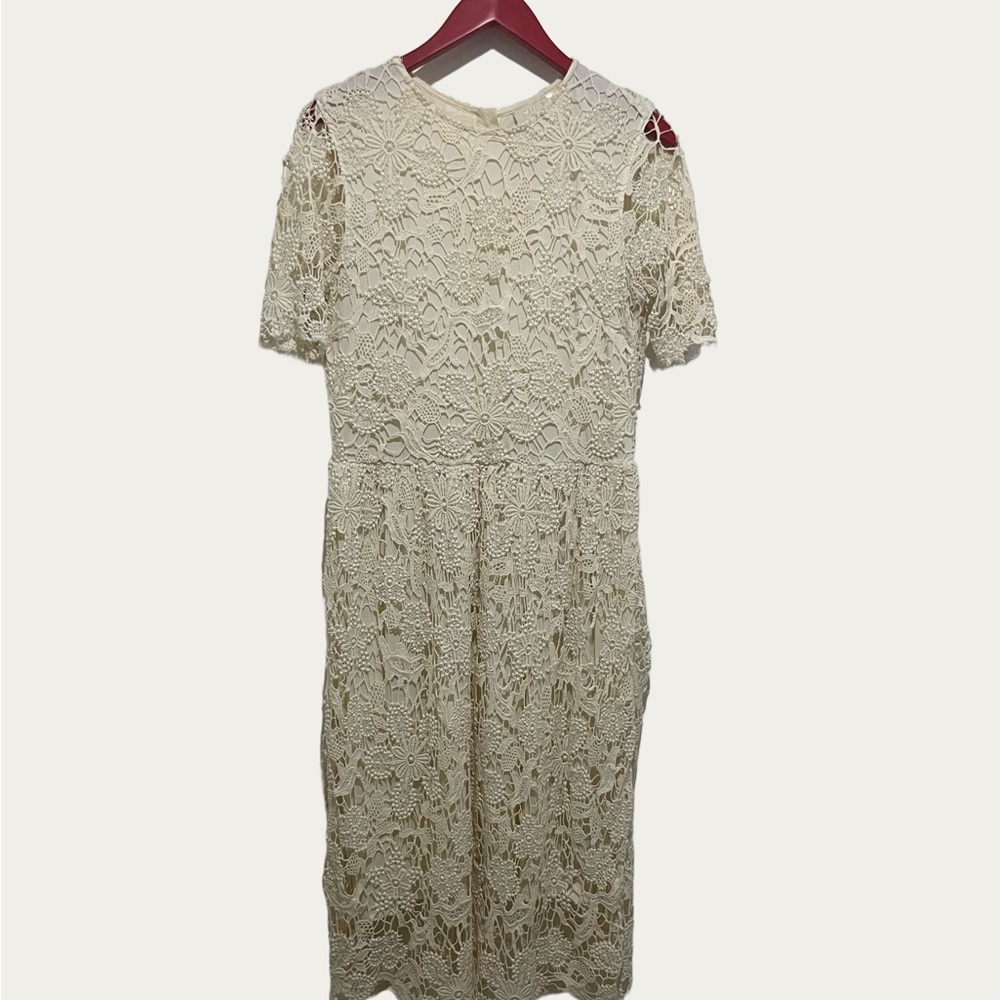 H&M Cream Lace Midi Dress